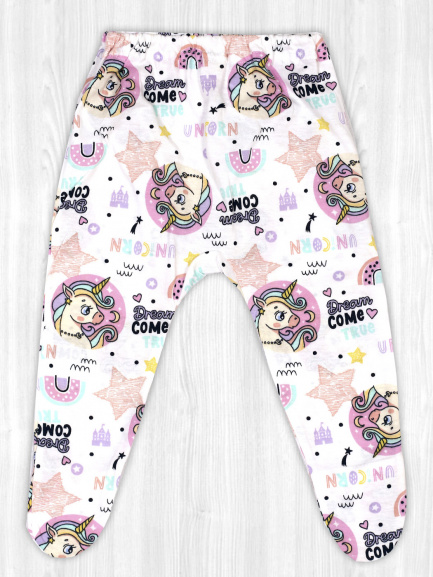 Ползунки на резинке ППг88 (ПрНЧ14ТУ) юникорн/розовый