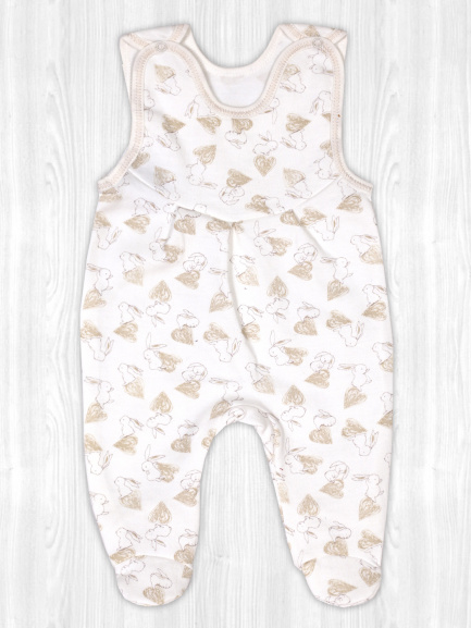 Ползунки длинные детские на кнопках сердце/бежевый