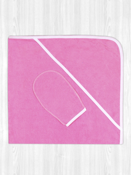 Пелёнка купальная с рукавичкой Т1 розовый/новый