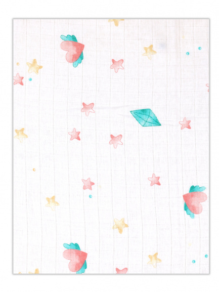 Пеленка муслин двойной сердечки/крылышки 100*130