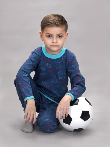 Пижама для детей акулы/бирюза