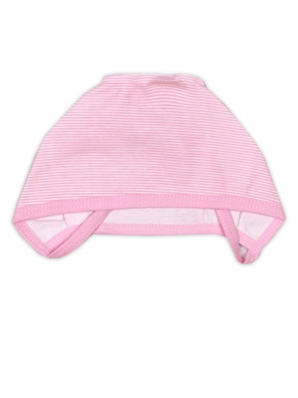 Чепчик интерлок полоска/розовый