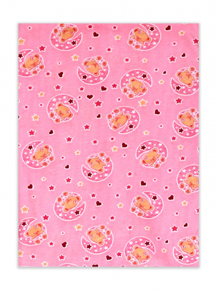 Пеленка трикотаж месяц/мишка на розовом