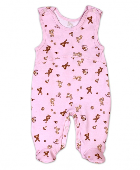 Ползунки детские на кнопках Зай/розовый