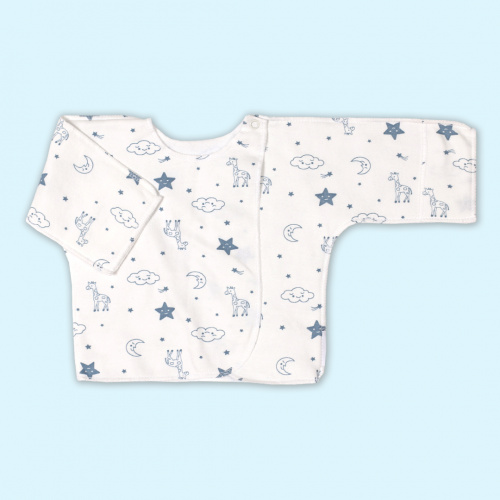 Распашонка о/з рук. на кнопках жирафы/белые