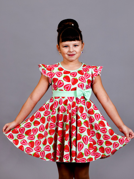 Платье детское клубника/ментол