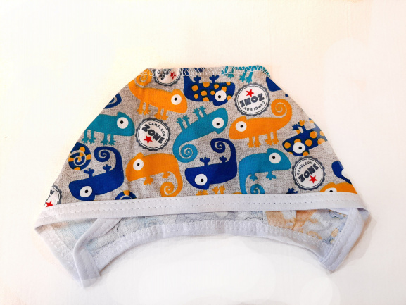 Чепчик детский трикотажный хамелеоны/серый