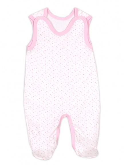 Ползунки детские на кнопках розовые звезды на белом