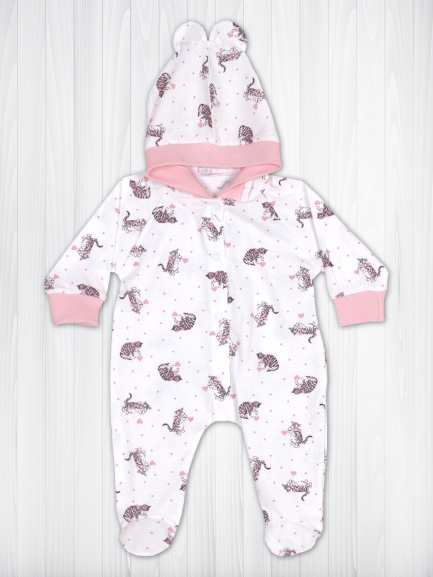 Комбинезон с ушками кошка/розовый