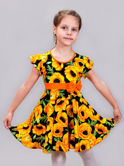 Платье детское маки/желтый