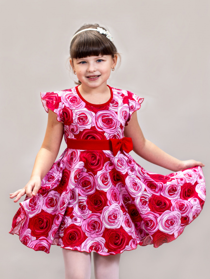 Платье детское розочки/красный