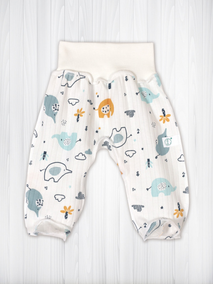 Ползунки детские Крошка на резинке слонята/мятные