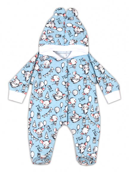 Комбинезон с ушками Мышки/голубой