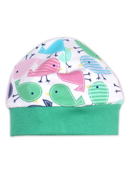 Шапочка детская "птички/ментол"