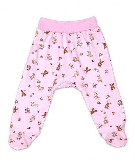 Ползунки на рибане зай/розовый
