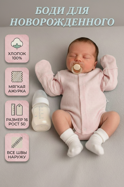 Боди Крошка М-7021 розовый/ажур