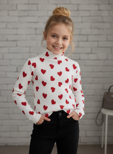 Водолазка (бадлон) сердце/красный