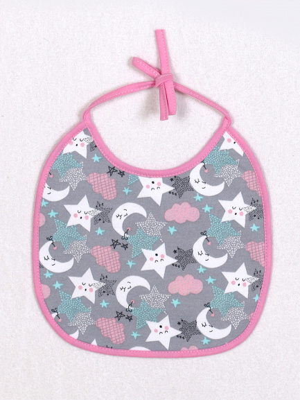 Нагрудник с завязками ночка/розовый