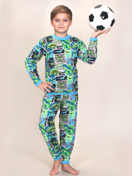 Пижама для детей динозавры/квадраты