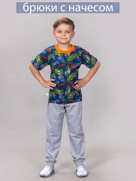 Брюки начес серый/меланж