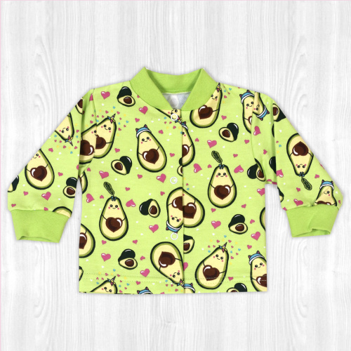 Кофта детская на кнопках зеленая/фантазия