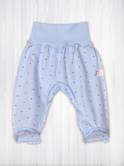 Ползунки детские Крошка на резинке голубой/горошек
