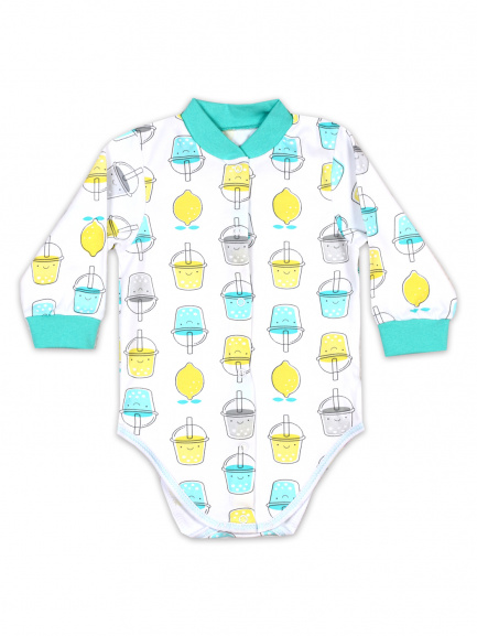 Боди для новорожденных Стаканы/бирюза