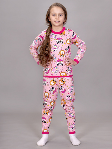 Пижама для детей корги/малина