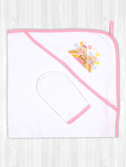 Пелёнка купальная с рукавичкой Т1 радуга