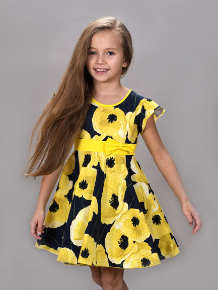 Платье детское маки/желтый