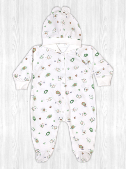 Комбинезон с ушками авокадо/коричневый