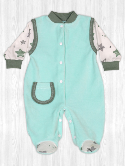 Комбинезон велюр звезды/хаки