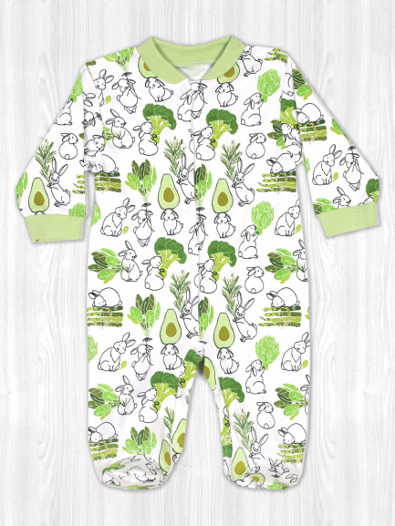 Комбинезон интерлок кролики/капуста