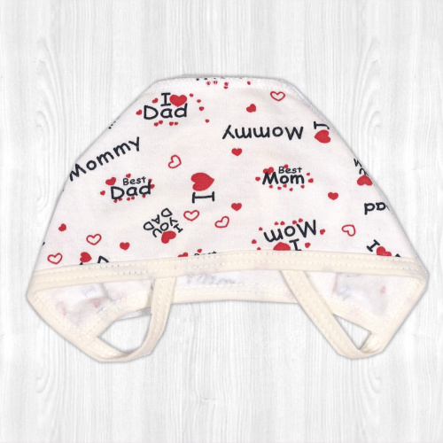 Чепчик для новорожденного с начесом люблю/экрю