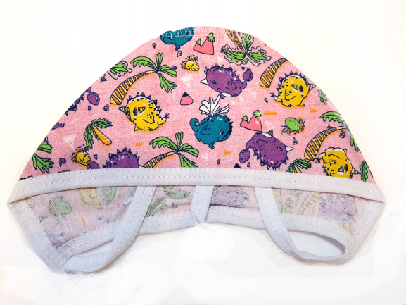 Чепчик детский трикотажный динозавры и пальмы/розовый