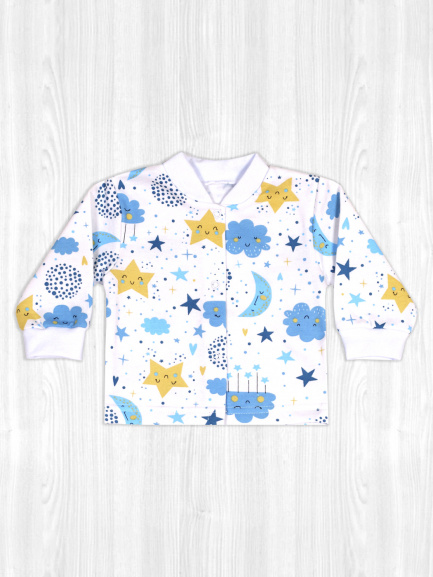 Кофта для новорожденного облака/бирюза начес