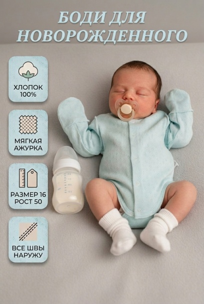 Боди Крошка М-7021 мятный/ажур