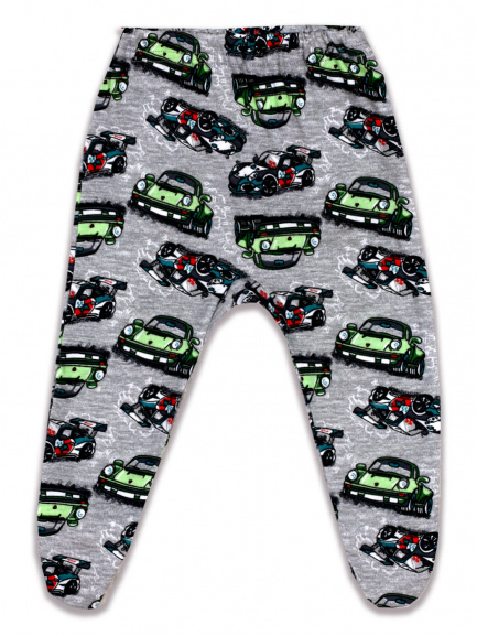 Ползунки детские на резинке машинки на сером