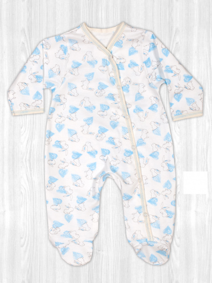 Комбинезон интерлок сердце/голубой