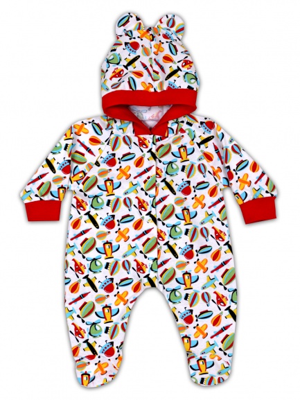 Комбинезон с ушками вертолет/красный