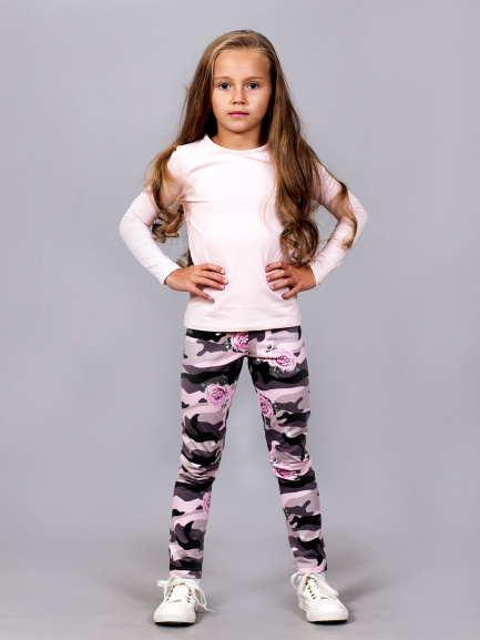Леггинсы для девочек розовый/камуфляж
