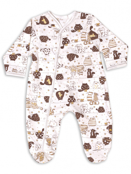 Комбинезон кулирка котики/беж