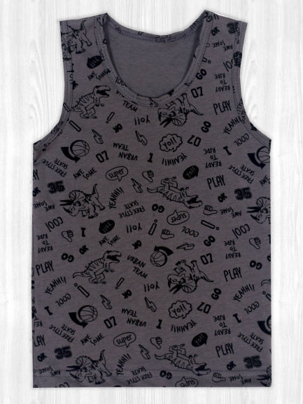 Майка для детей динозавры/серый