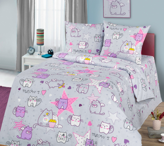 Комплект постельного белья 110*140 кис/мяу