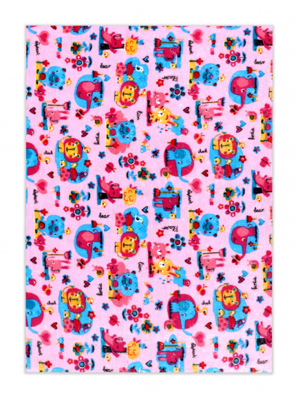 Пеленка фланель набивная зоопарк/розовый