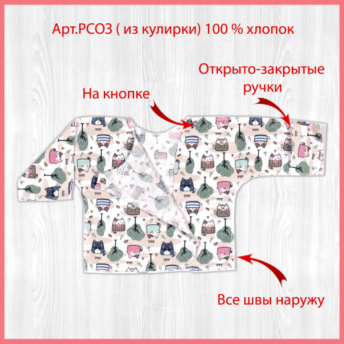 Распашонка для новорожденных мурзик/мята