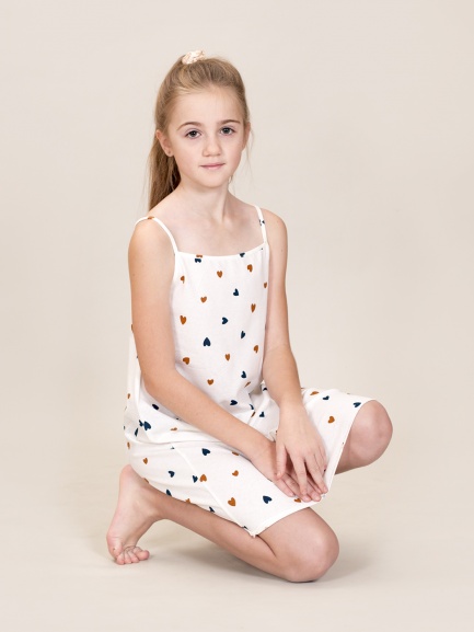 Ночная сорочка для девочки сердечки/синий