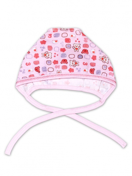 Чепчик интерлок мишки/розовые