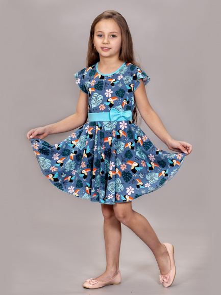 Платье детское тукан/голубой