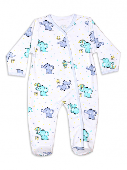 Комбинезон интерлок слоны/мята